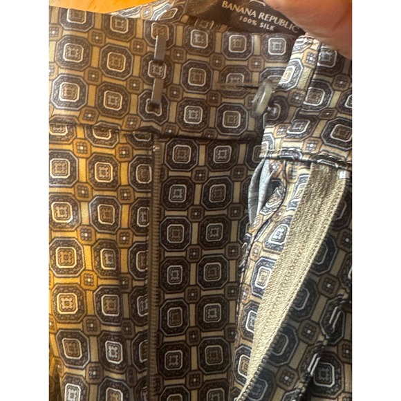 BANANA REPUBLIC Wom. Size 8 %100 Silk Geometric Print Wide Leg Palazzo Pants - Picture 6 of 11